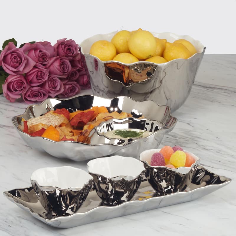 Certified International Silver Coast Chip & Dip Server 12" x 2.5" - 12" x 2.5"
