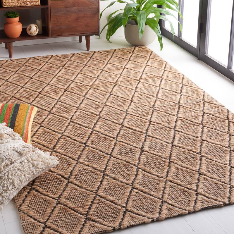 SAFAVIEH Handmade Natural Fiber Agne Jute & Wool Rug - 6' Square - Natural