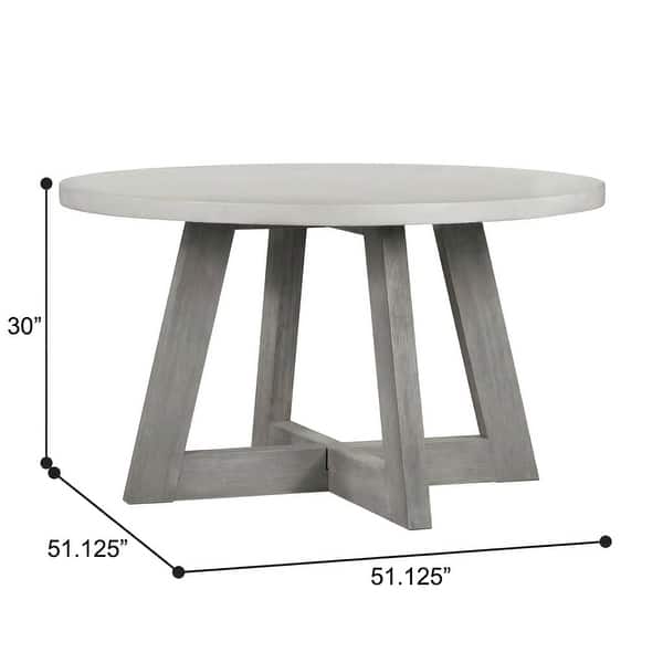 Carolina Chair & Table Round Grey Concrete Spray Top Dining Table with Brushed Acacia Base, 51"