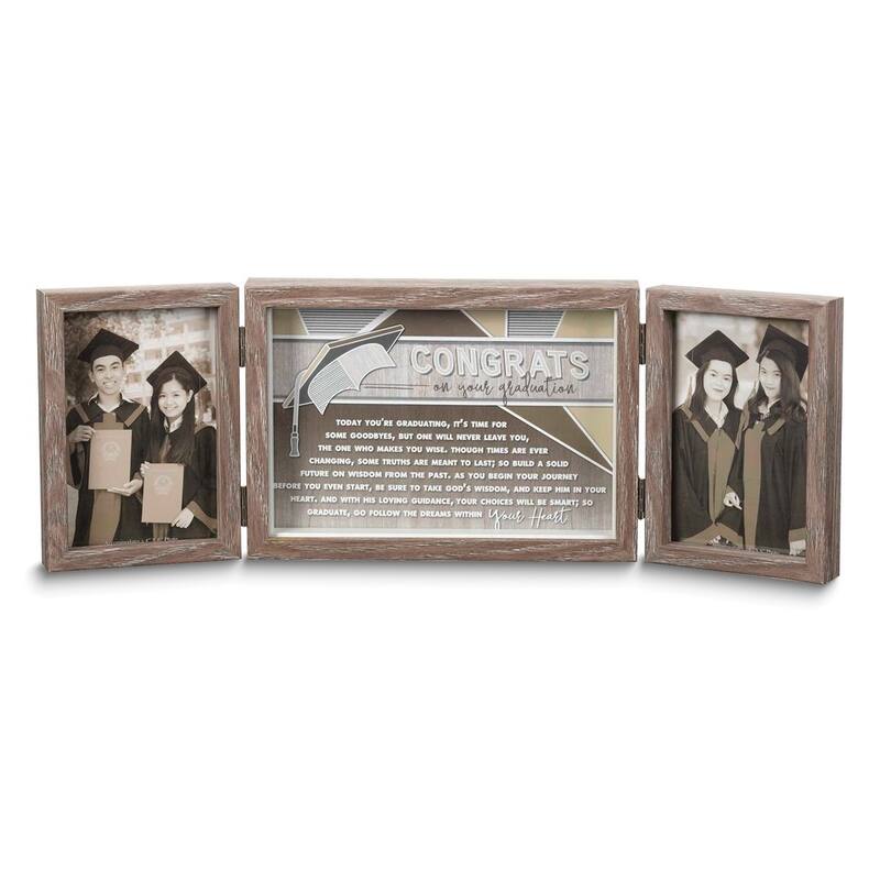 Curata Graduation Resin Tabletop Two 4x6 Photos Hinged Frame
