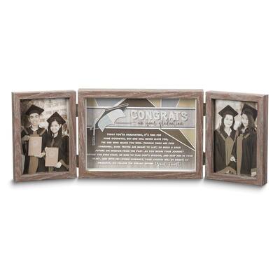 Curata Graduation Resin Tabletop Two 4x6 Photos Hinged Frame