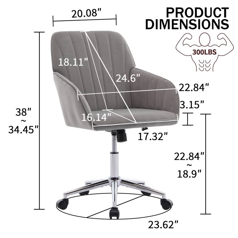 TY Adjustable Office Chair, Home Bedroom, Ergonomic Swivel Chair, Backrest Seat, Comfortable for Long Sitting - 20.08" x 34.45"