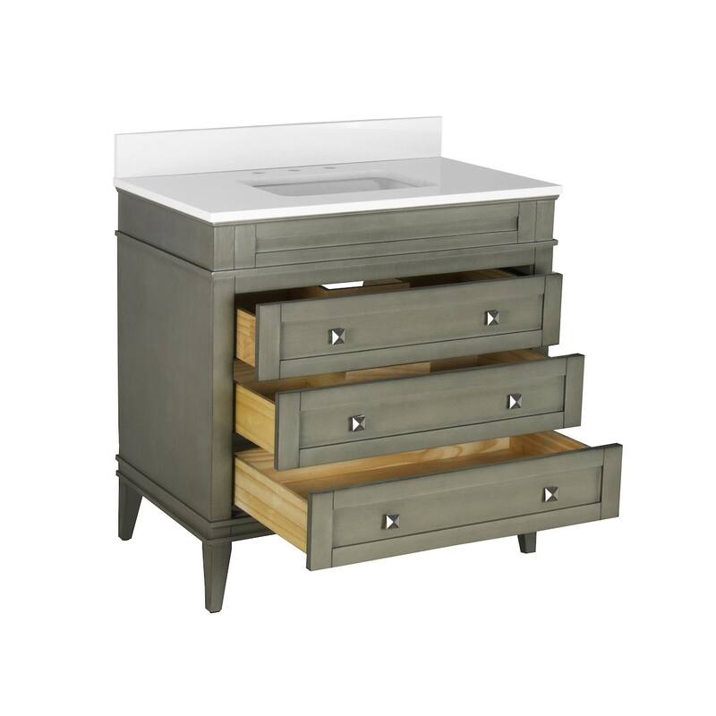 KitchenBathCollection Eleanor 36" Bathroom Vanity with Quartz Top