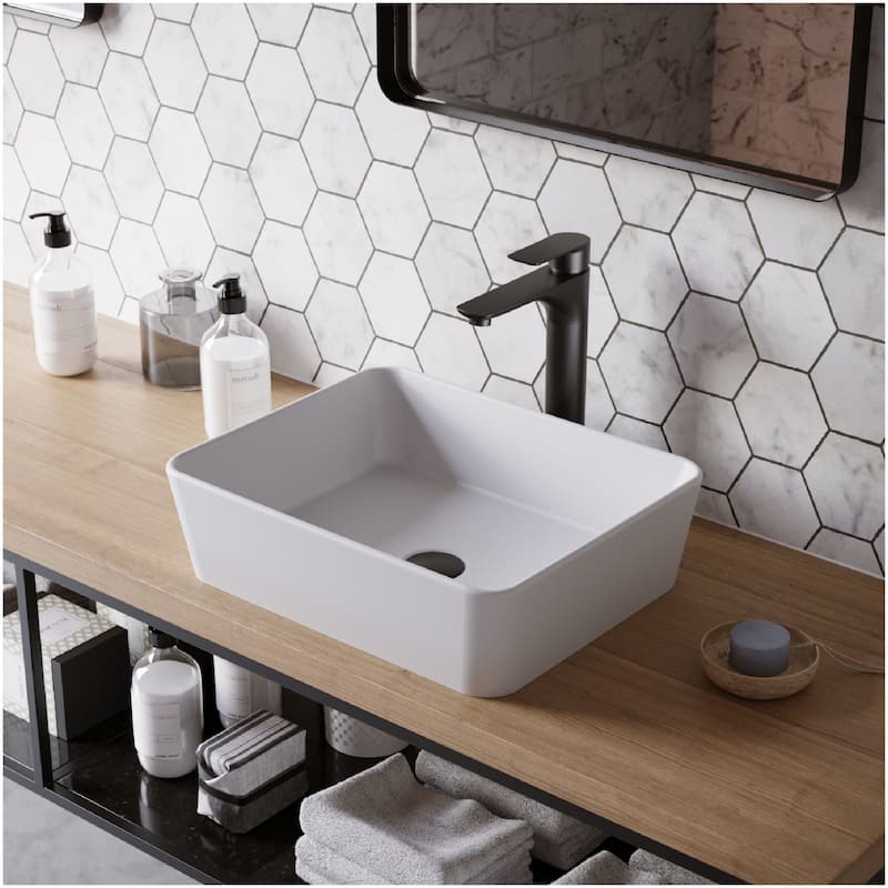 Karran USA QM172 Quattro Matte 18" Rectangular Acrylic Vessel Bathroom