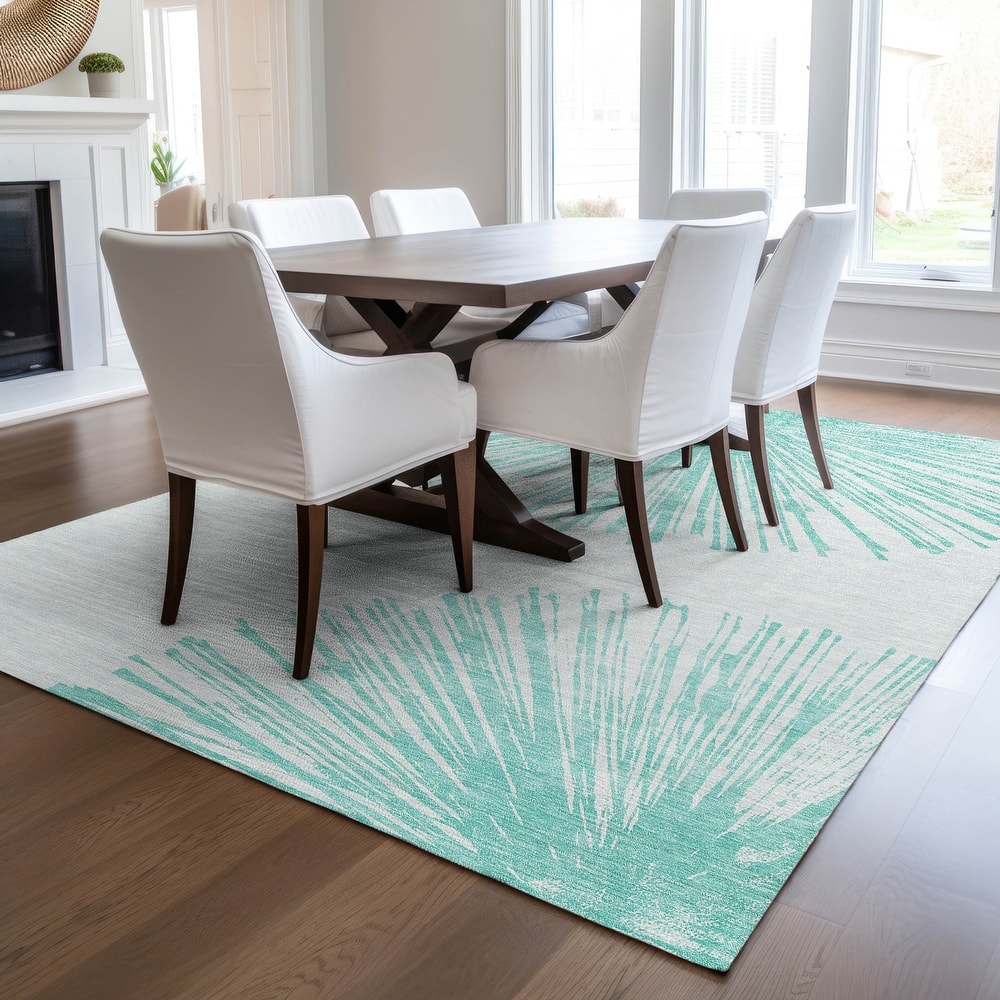 Machine Washable Indoor/ Outdoor Chantille Contemporary Burst Rug