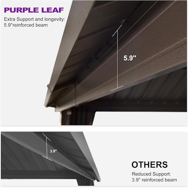 PURPLE LEAF Gazebo Outdoor Gazebo with Dual-Layer Galvanized Steel Double Roof Aluminum Gazebo with Netting and Curtains Bronze