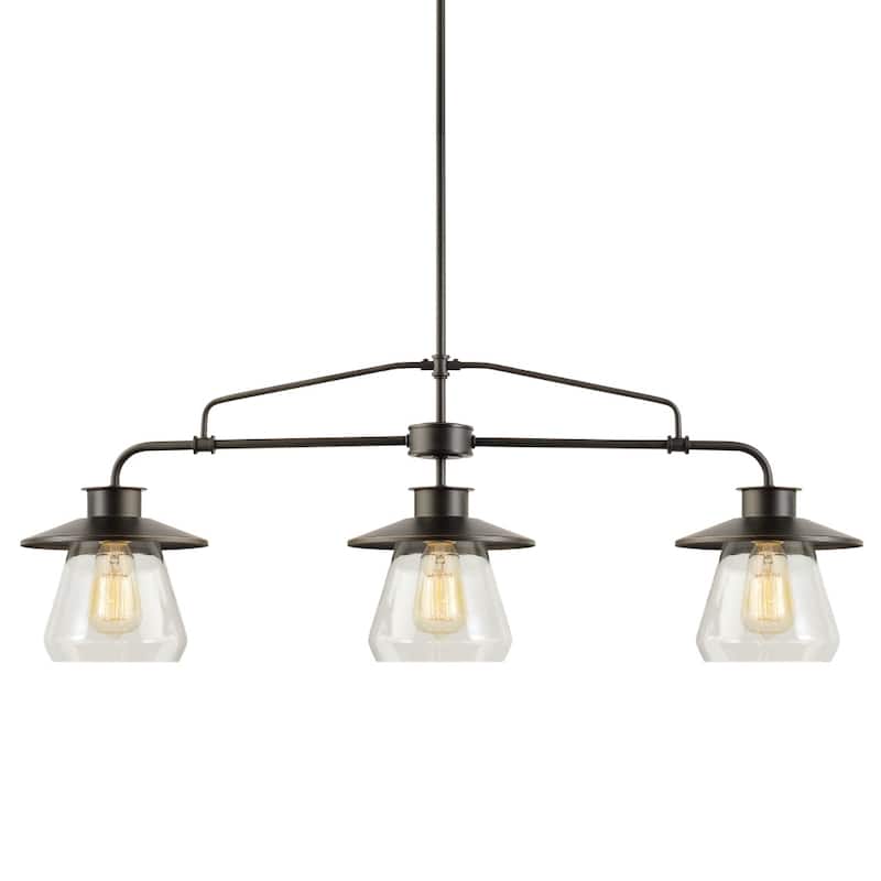 Globe Electric Nate 3 Light 35" Wide Linear Chandelier - Oil Rubbed