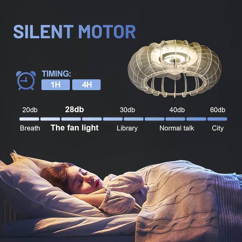 Low Profile Bladeless Ceiling Fan with Lights Kit (No Included Bulbs)