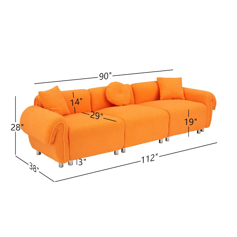 112" teddy velvet fabric, with 3 pillows for living room