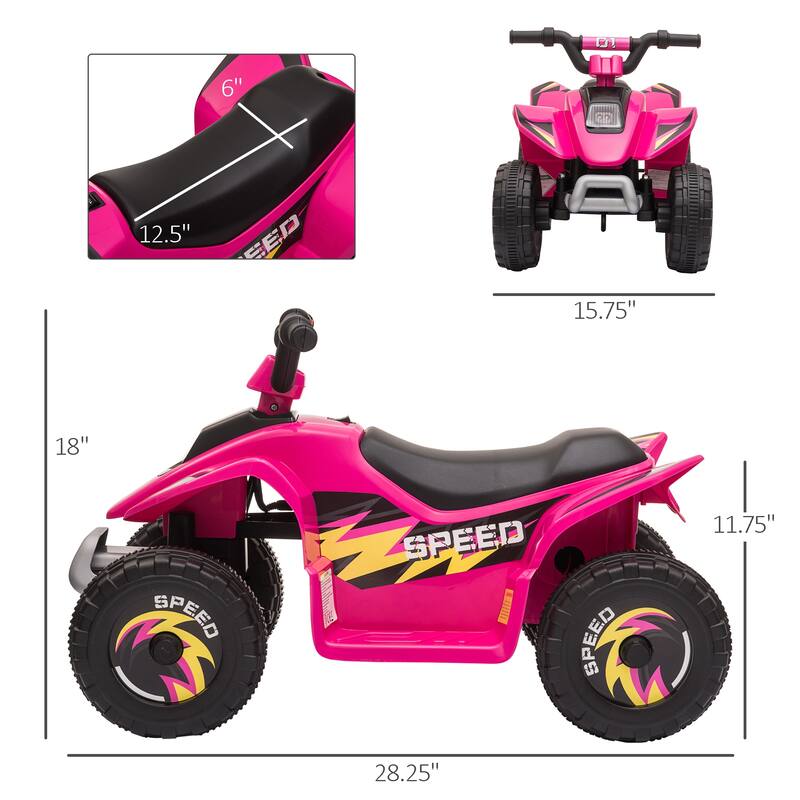 Electric 6V Battery Powered Ride On Motorized ATV for 18-36 Month Old Toddlers, 4-Wheel Ride-On Car with Realistic Features