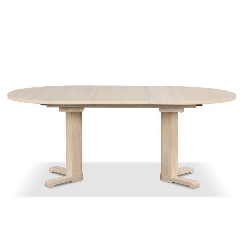 Furniture of America Zailen Mid-Century Modern 5-Piece White Oak Wood Extendable Dining Table Set