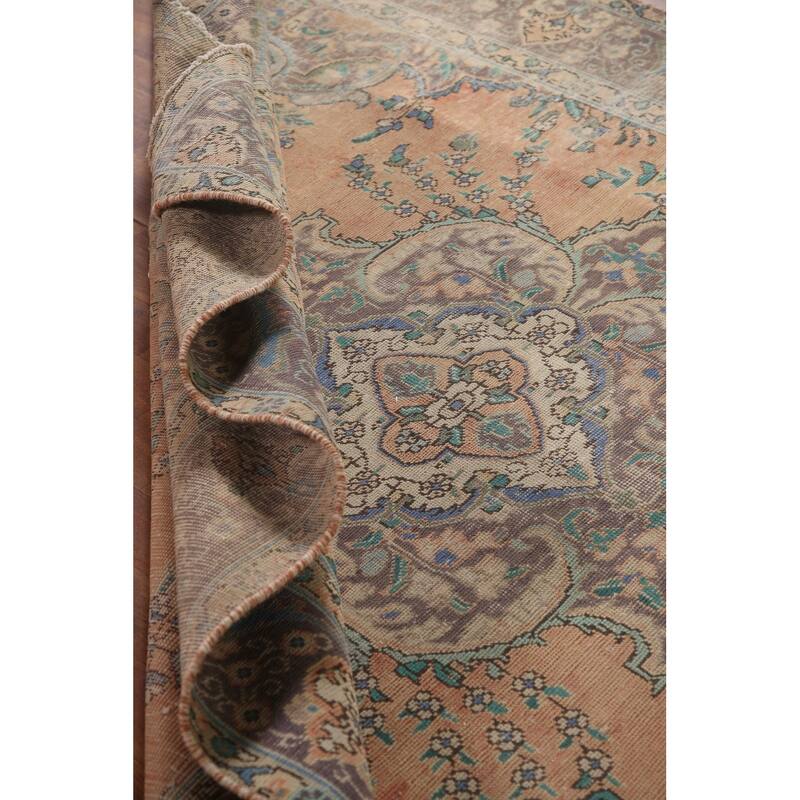 Distressed Tabriz Persian Vintage Rug Handmade Bedroom Wool Carpet - 6'5" x 9'3"