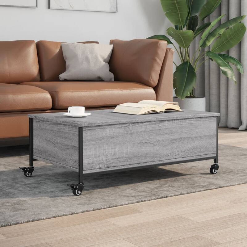 vidaXL Coffee Table Gray Sonoma Engineered Wood Small Rollable - 21.7 x 35.8 x 13.4 in