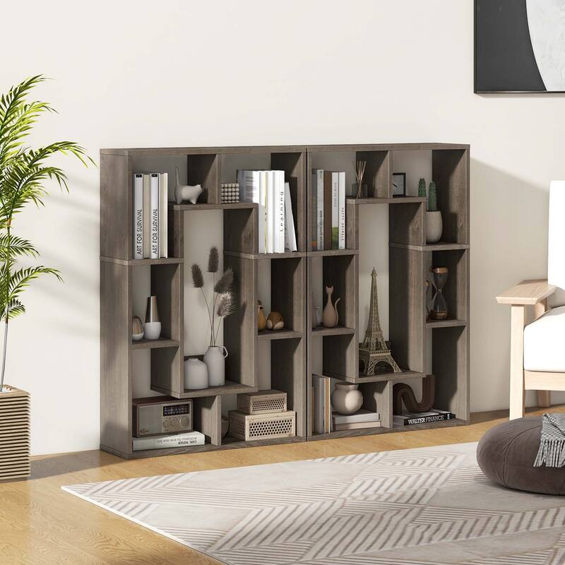 Costway 7-Cube Geometric Bookshelf with Anti-Toppling Device Modern - See Details