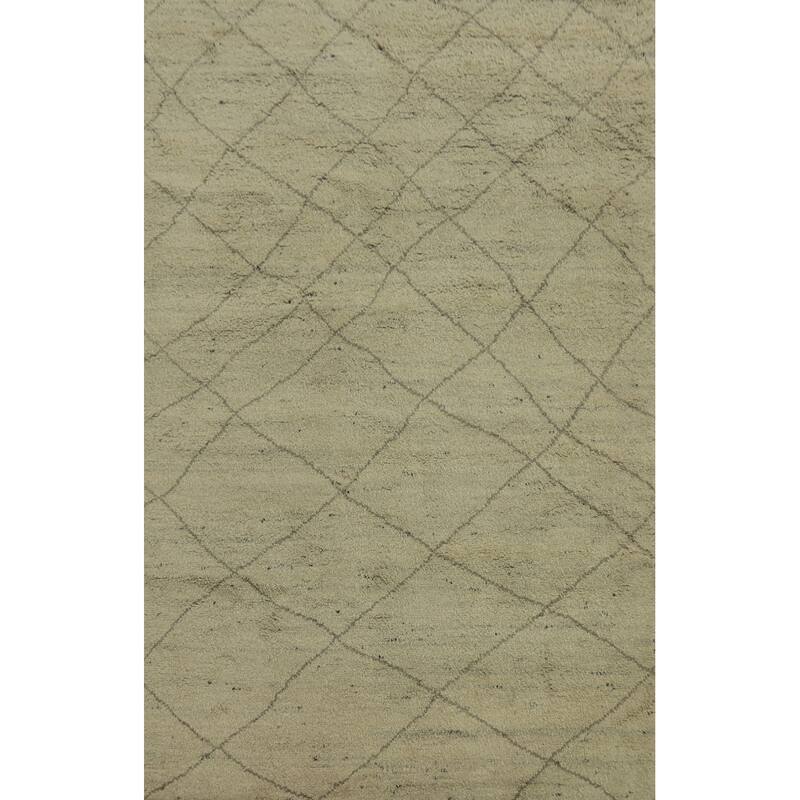 Moroccan Indian Area Rug, Hand-Knotted Wool Carpet - 9' 0'' X 6' 0''