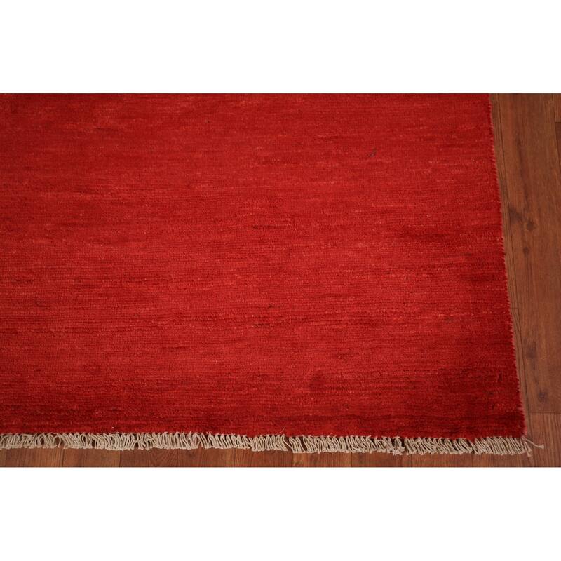Modern Red Gabbeh Oriental Area Rug Handmade Wool Carpet - 5'5" x 7'5"