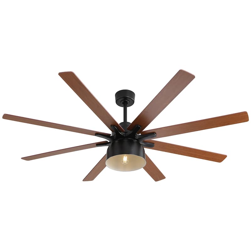52 Inch Ceiling Fan With 6 Speed Wind 8 Dual Colors Blades Remote Control Reversible DC Motor With Light
