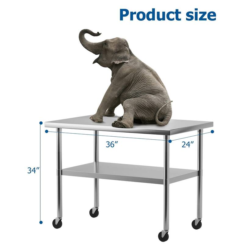 Heavy Duty NSF Stainless Steel Work Table with Wheels