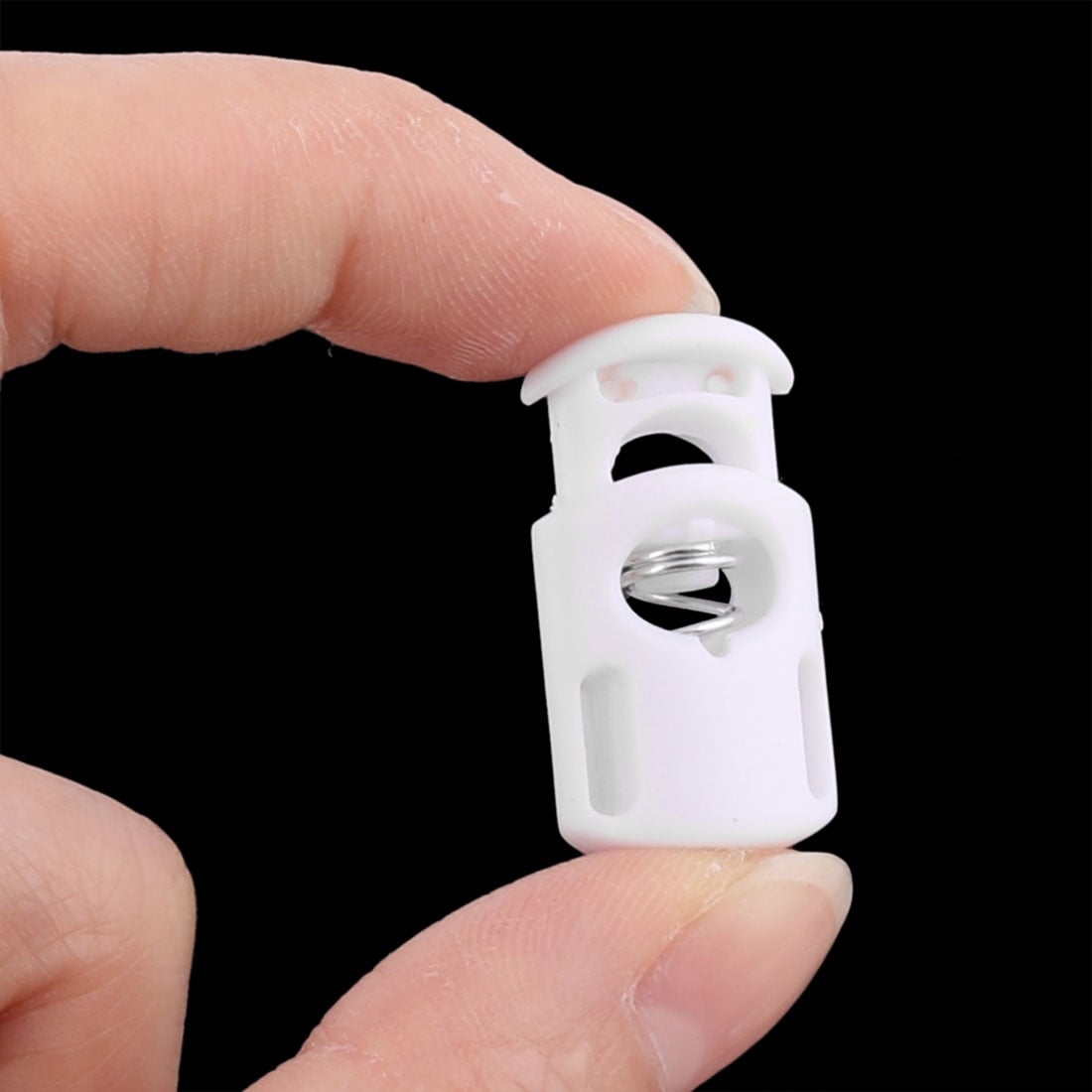 Plastic Spring Loaded Coat Clothes Sliding Cord Lock Stopper Fastener White