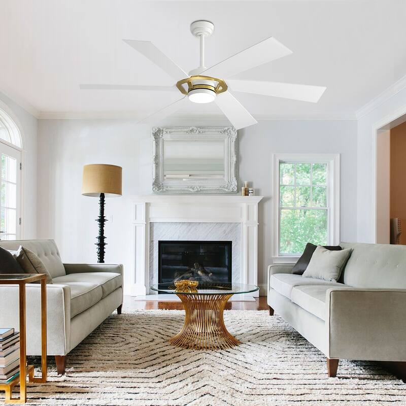 MLiAN 60 inch 6 Blades Indoor Smart Ceiling Fan with Light and Remote - 60inch - White
