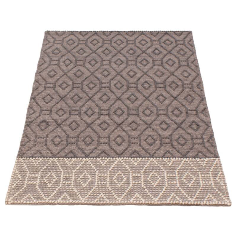 ECARPETGALLERY Braid weave Sienna Grey Wool Rug - 4'0 x 6'1