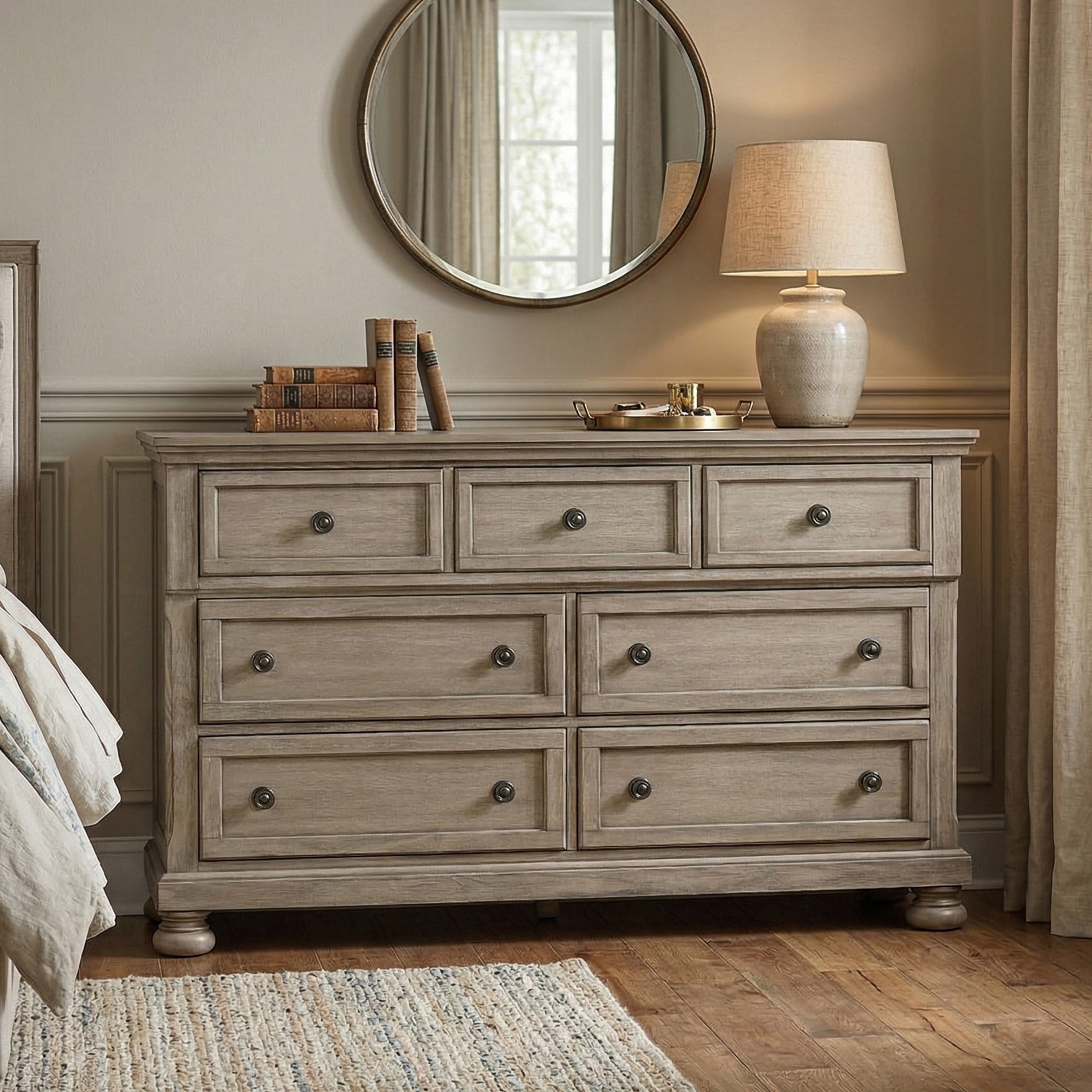 Nahkohe Transitional Grey 56-inch Wide 7-Drawer Solid Wood Dresser by Furniture of America