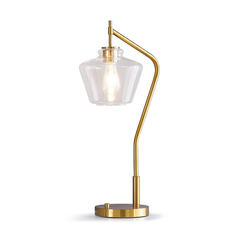 Cafe Glass Shade 26.5" H Table Lamp - BrushedBrass /GlassClear