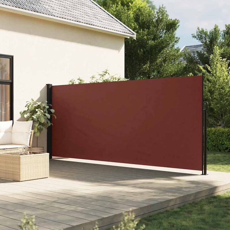 vidaXL Retractable Side Awning Patio Sun Shade Freestanding Privacy Screen - Brown
