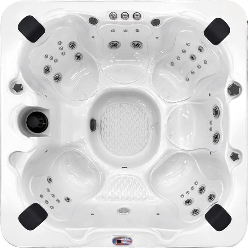 American Spas 7-Person 45-Jet Premium Acrylic Bench Spa Standard Hot Tub with Ozonator and Bluetooth Sound System