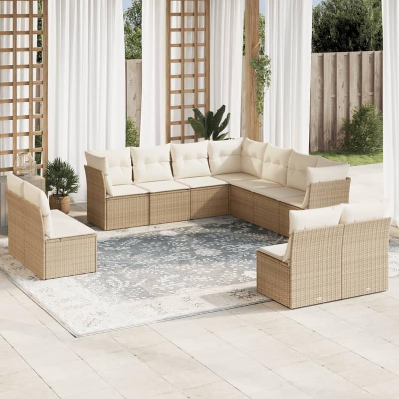 vidaXL Garden Sofa Set Beige - 24.4 x 24.4 x 27.2