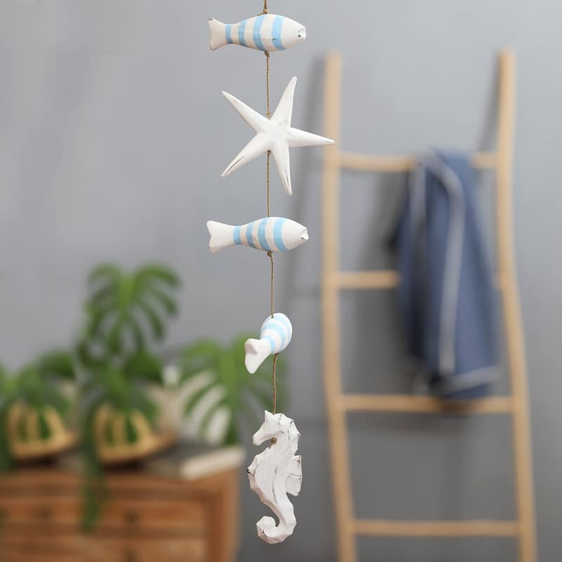 Novica Handmade Aquatic Realm In Blue Wood Mobile