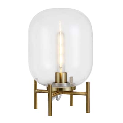 15" Contemporary Metal Table Lamp with Rotary Socket Switch and Clear Cylinder Glass Shade for Bedrooms - 15”H x 9”W x 9”D