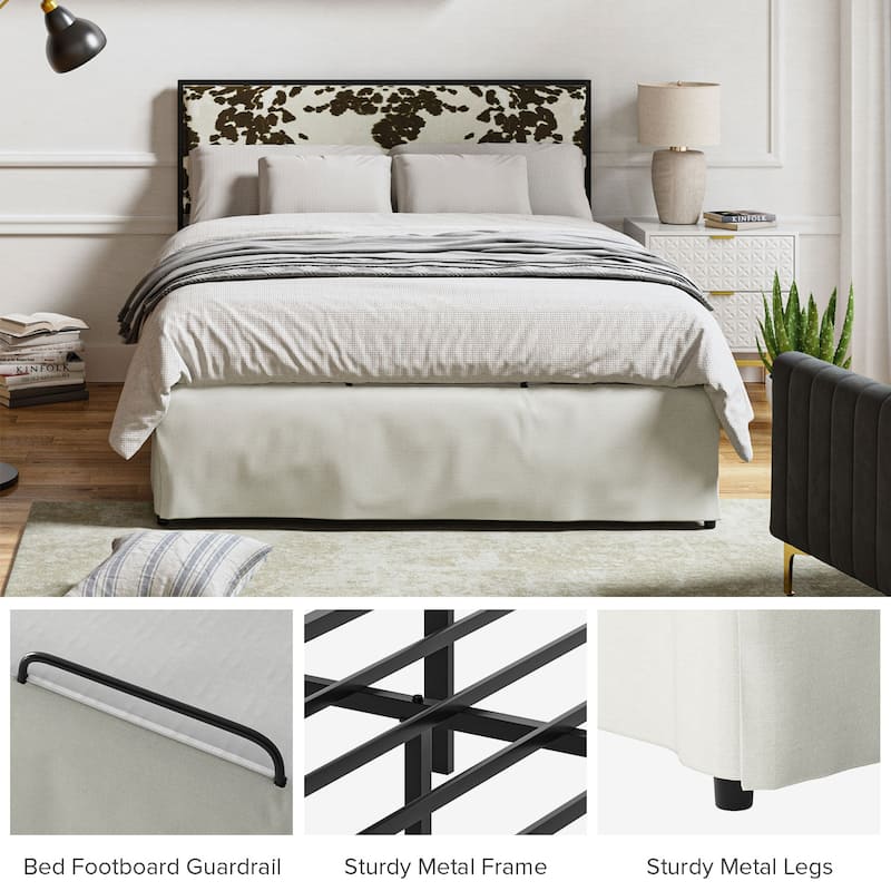 Oliver Modern Washable Slipcover Bed Upholstered Metal by HULALA HOME