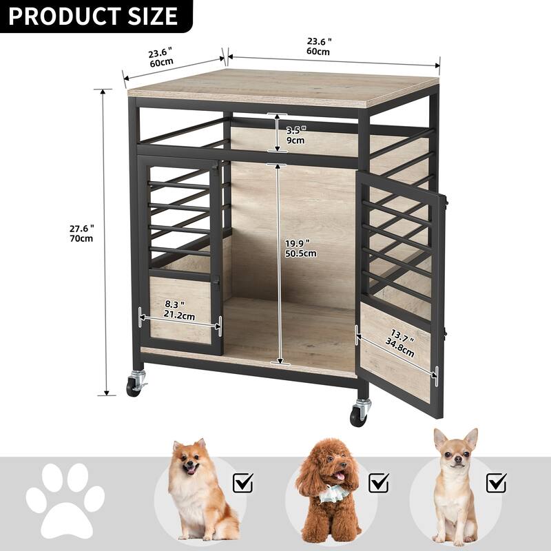 Moasis Dog Pet Crate With Lockable Entrance and Wheel