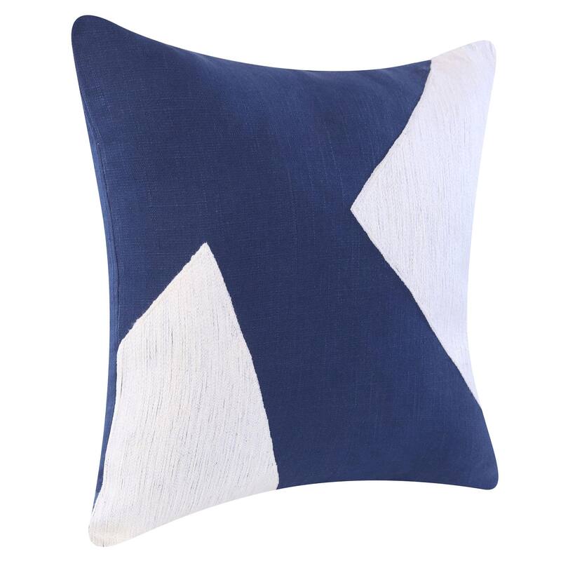 Handmade Geometric Color Block Square Throw Pillow - 20" - Blue and White
