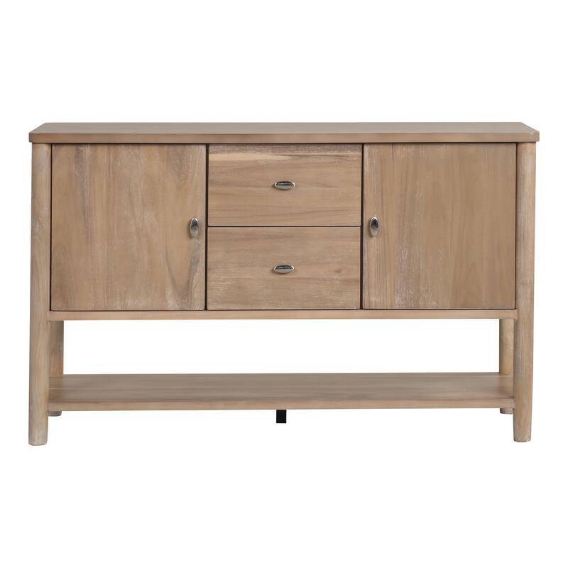 Furniture of America Neme Natural Wood 2-Drawer Dining Server with Open Shelf