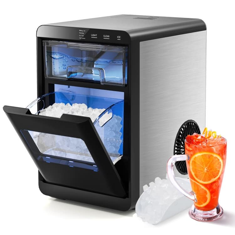 Countertop Nugget Ice Maker 44 lbs/Day Sonic Pebble Ice Machine with Self-Cleaning, LED Display & Quiet Operation