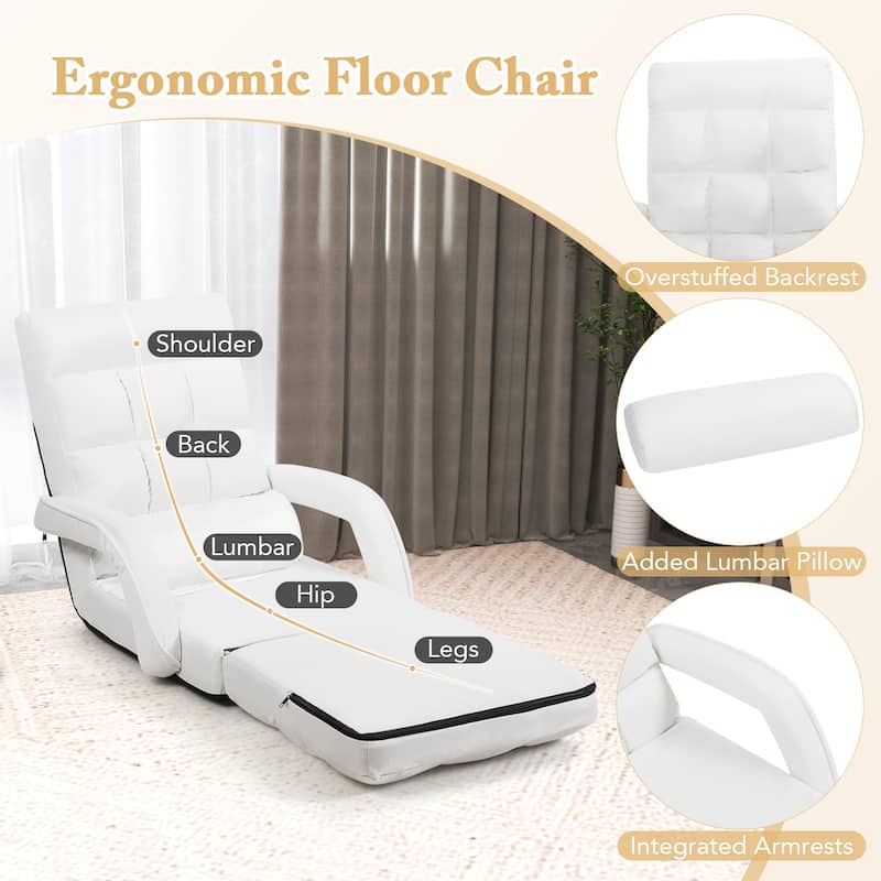 Gymax Folding Floor Chair Indoor Lazy Sofa Armchair w/ 6-Position