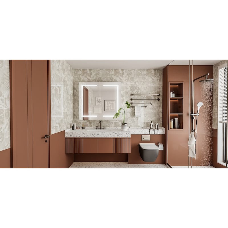 Lighted Medicine Cabinet with Mirror 35.4/47.2 Inch Bathroom Cabinet