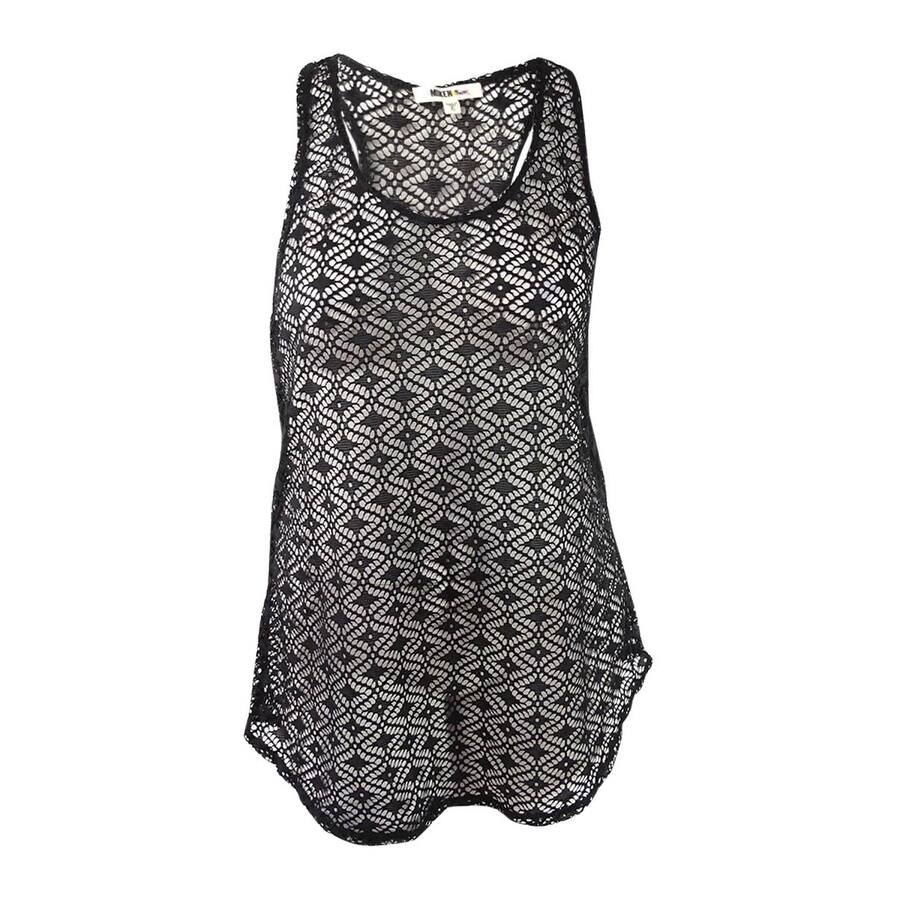 Miken Womens Crochet Racerback Swimsuit Dress Swim Cover-Up