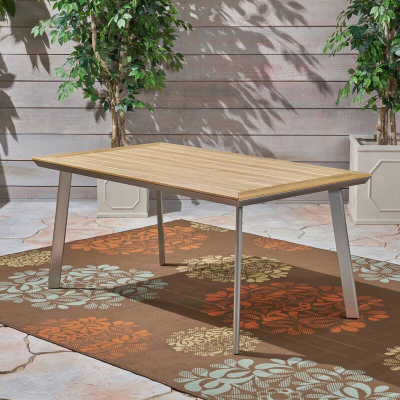 LEEDS DINING table WITH FAUX WOOD TOP - Silver