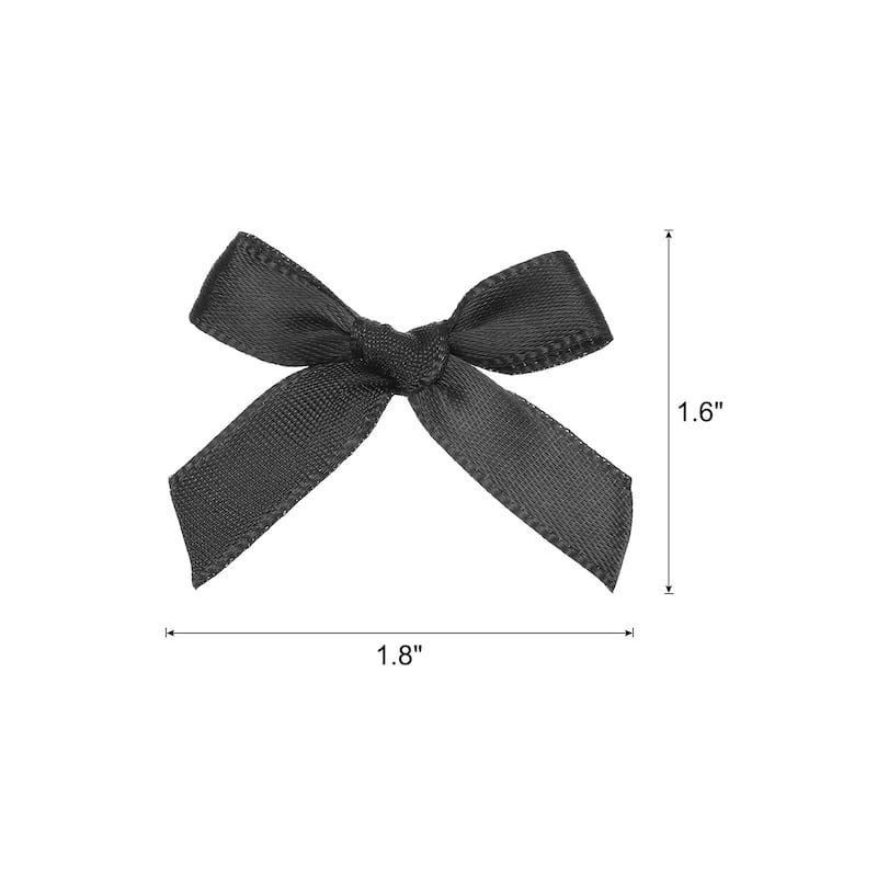 100Pcs Mini Ribbon Bow 1.8 inch Mini Fabric Satin Ribbon - Black