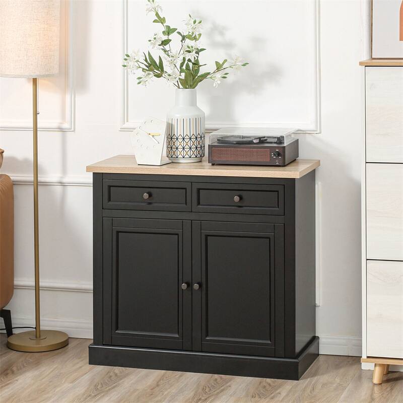 Wood Buffet Cabinet with 2 Drawers and Double Door
