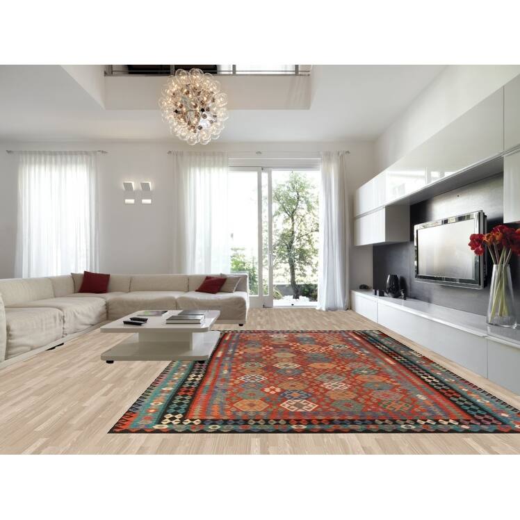 Kilim Oriental Large Rug Hand-Woven Wool Carpet - 10'4"x 16'5"