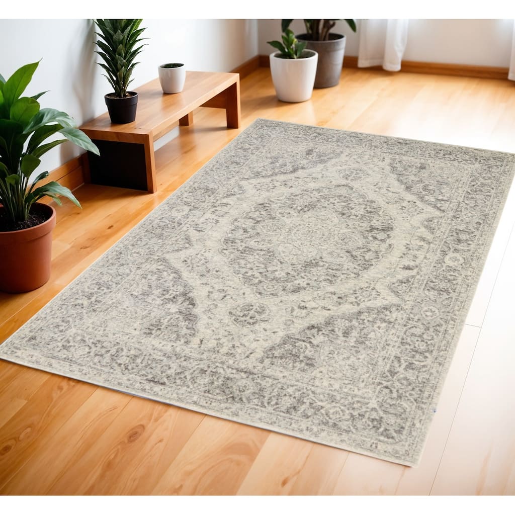 HomeRootsFloral Medallion Transitional Rectangle Area Rug - 72' X '48' X '0.5