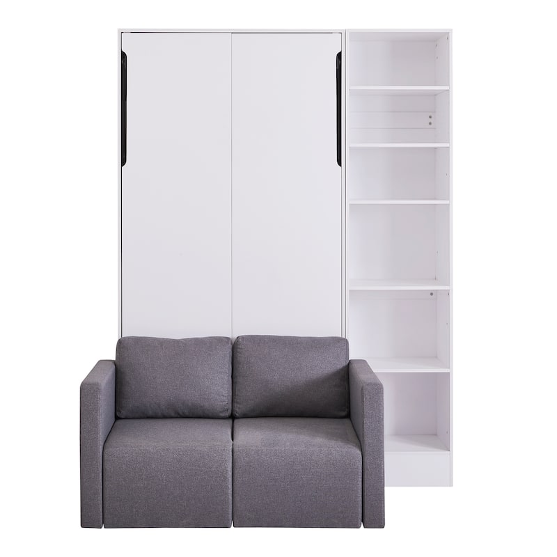 Versatile Murphy Bed with Floor-Level Storage and Shelves