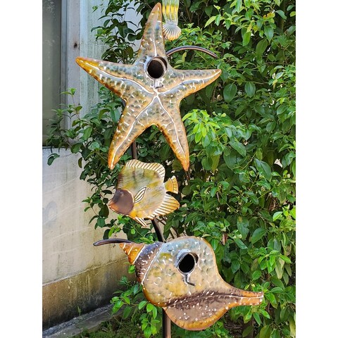 Coastal Style Birdhouse Stake - Octopus & Starfish