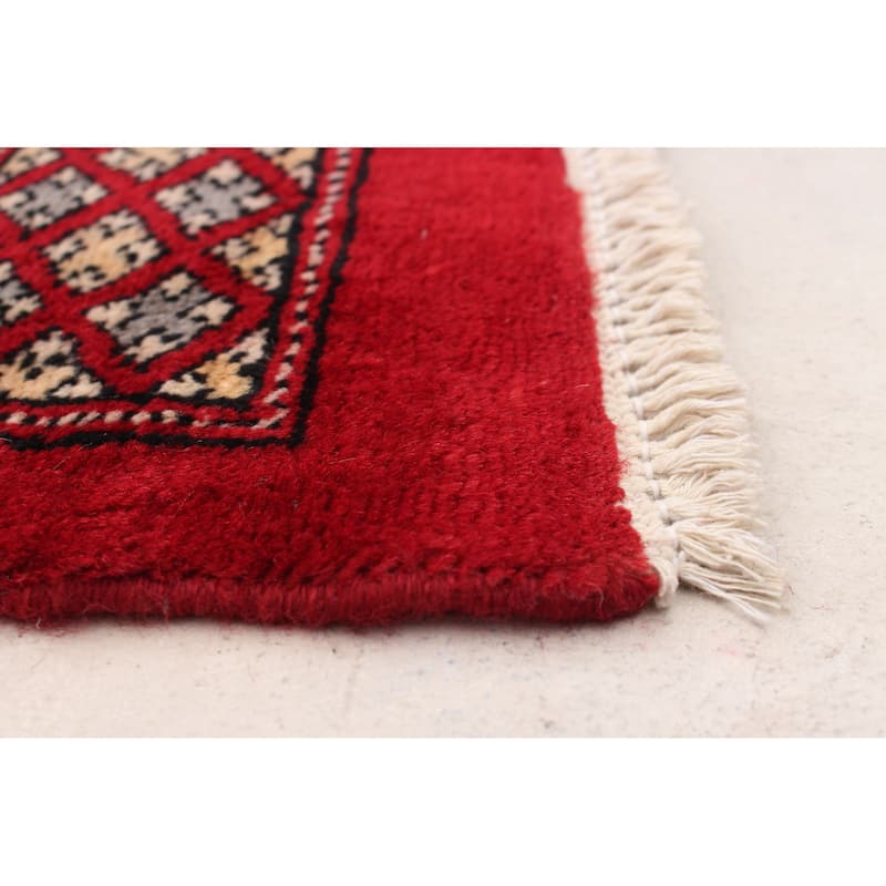 ECARPETGALLERY Hand-knotted Finest Peshawar Bokhara Dark Red Wool Rug - 8'0 x 10'7