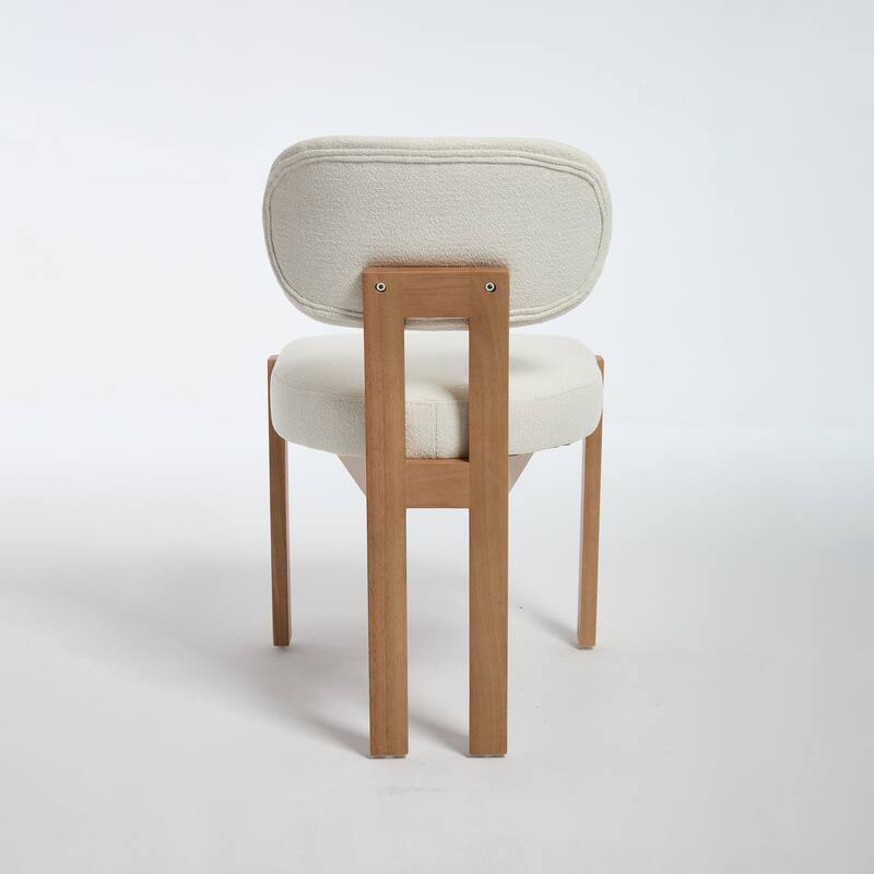 Farmhouse Wooden Dining Chairs Set of 2, Fabric Upholstered Chairs with Cushioned Wingback