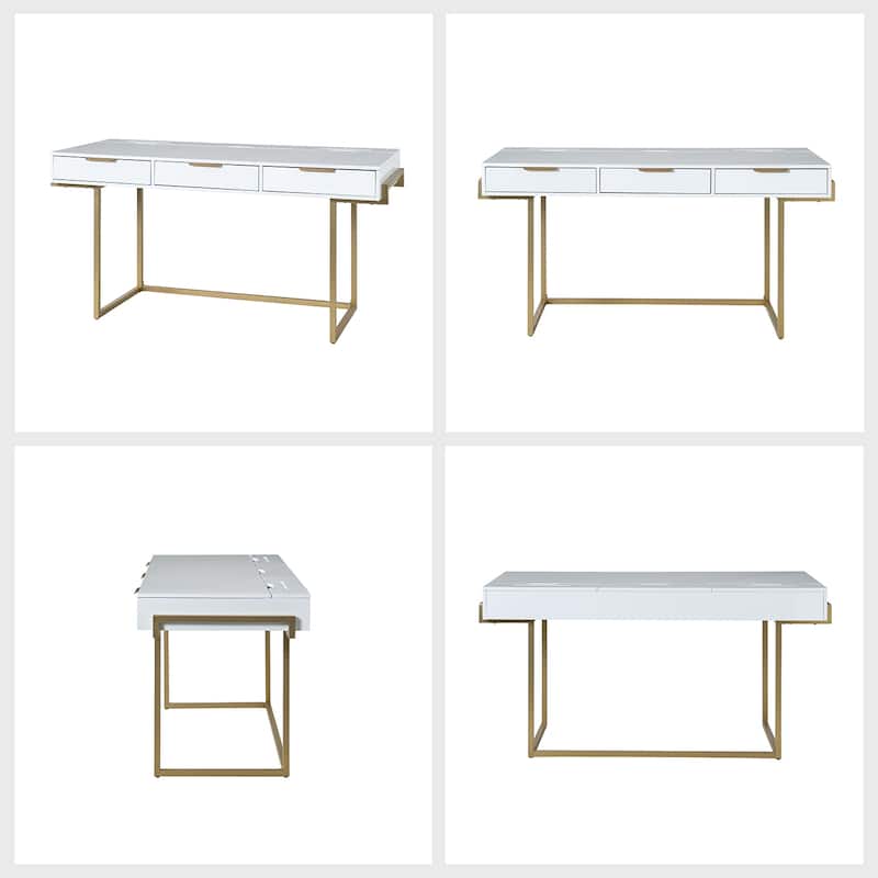 Patricia Modern 3 Drawer Desk with USB Ports and Outlet by HULALA HOME